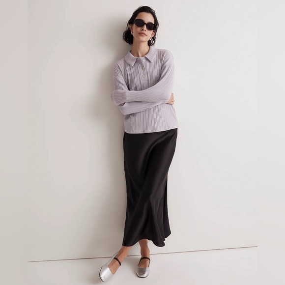 Madewell Variegated Rib Boxy Polo Shirt - Picture 3 of 13